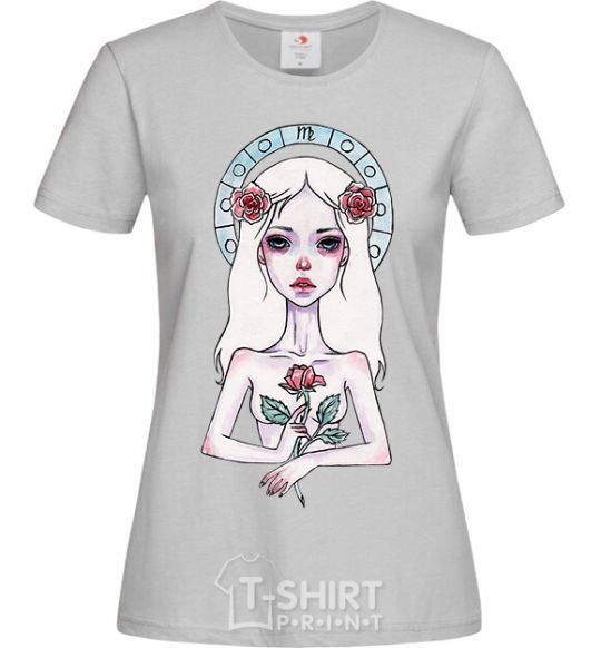 Women's T-shirt Virgo roses grey фото