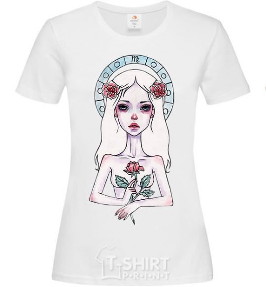 Women's T-shirt Virgo roses White фото