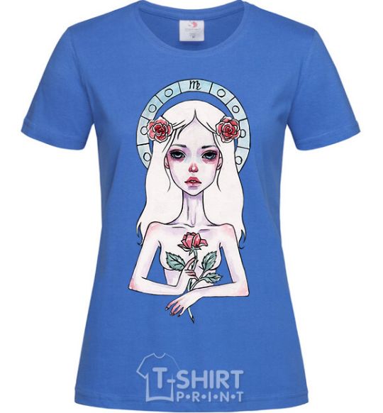 Women's T-shirt Virgo roses royal-blue фото
