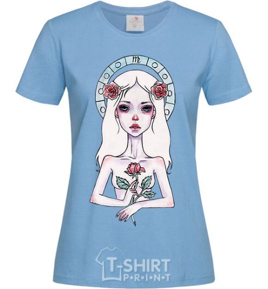 Women's T-shirt Virgo roses sky-blue фото