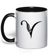 Mug with a colored handle Aries sign black фото