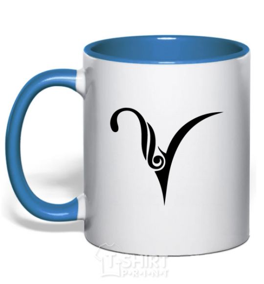 Mug with a colored handle Aries sign royal-blue фото