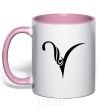 Mug with a colored handle Aries sign light-pink фото