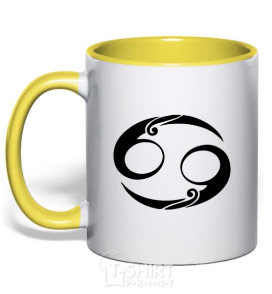 Mug with a colored handle Cancer sign yellow фото