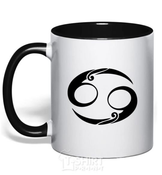 Mug with a colored handle Cancer sign black фото