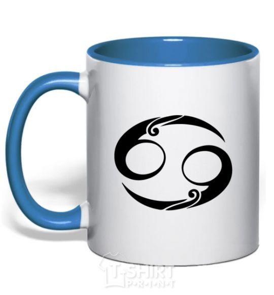 Mug with a colored handle Cancer sign royal-blue фото