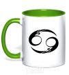 Mug with a colored handle Cancer sign kelly-green фото