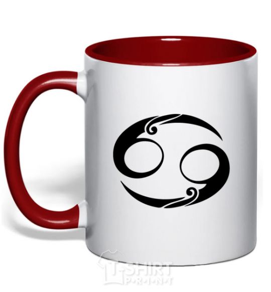 Mug with a colored handle Cancer sign red фото