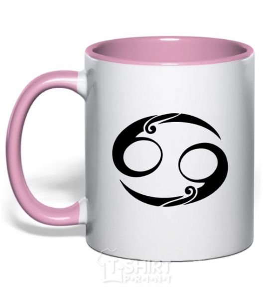 Mug with a colored handle Cancer sign light-pink фото