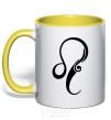 Mug with a colored handle Lion sign yellow фото