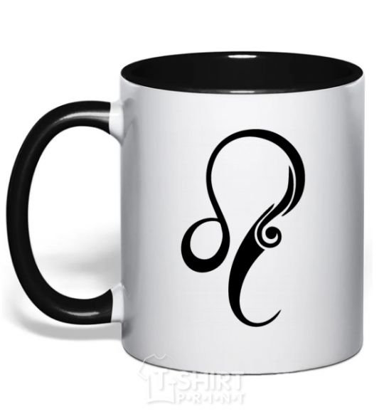 Mug with a colored handle Lion sign black фото