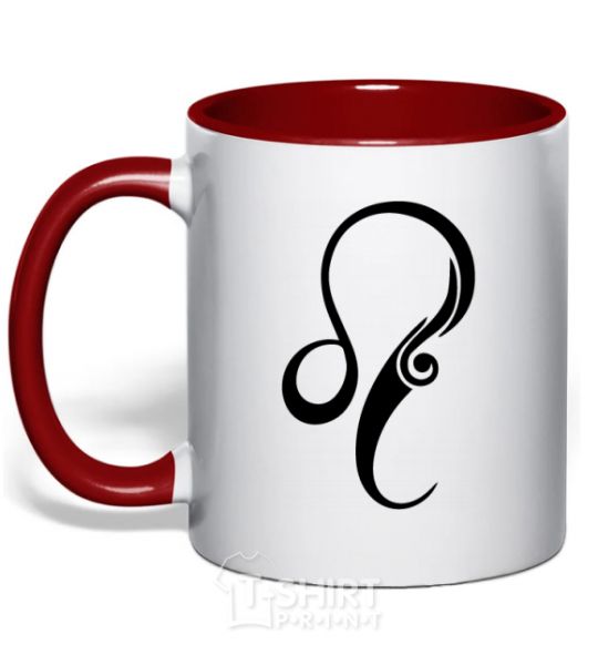 Mug with a colored handle Lion sign red фото