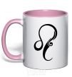 Mug with a colored handle Lion sign light-pink фото