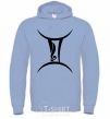 Men`s hoodie Gemini sign sky-blue фото