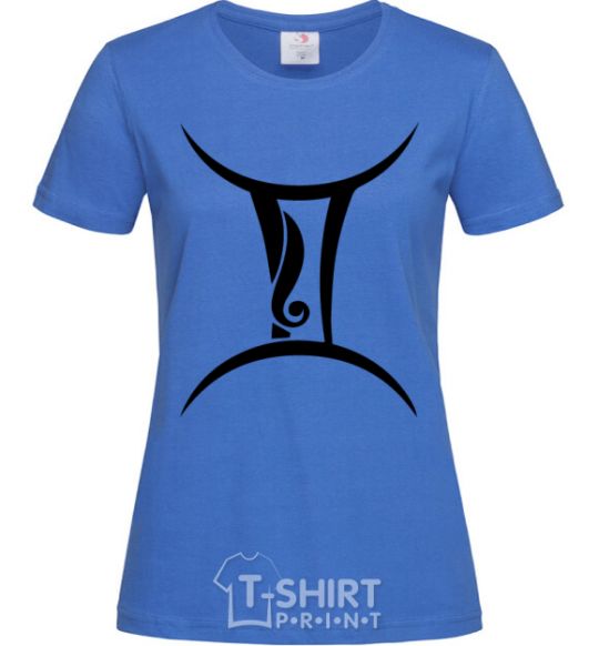Women's T-shirt Gemini sign royal-blue фото