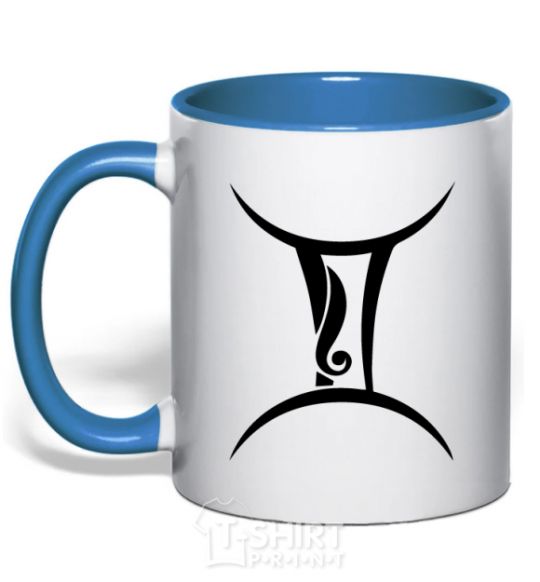 Mug with a colored handle Gemini sign royal-blue фото