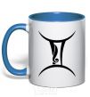 Mug with a colored handle Gemini sign royal-blue фото