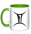 Mug with a colored handle Gemini sign kelly-green фото