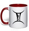 Mug with a colored handle Gemini sign red фото