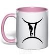 Mug with a colored handle Gemini sign light-pink фото