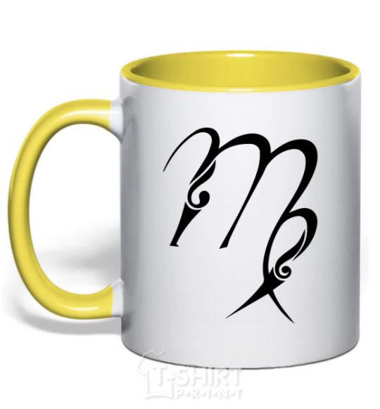 Mug with a colored handle Virgo sign yellow фото