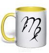 Mug with a colored handle Virgo sign yellow фото