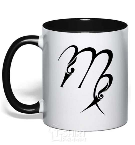 Mug with a colored handle Virgo sign black фото