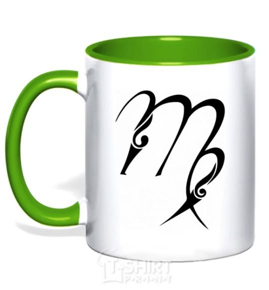 Mug with a colored handle Virgo sign kelly-green фото