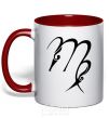 Mug with a colored handle Virgo sign red фото