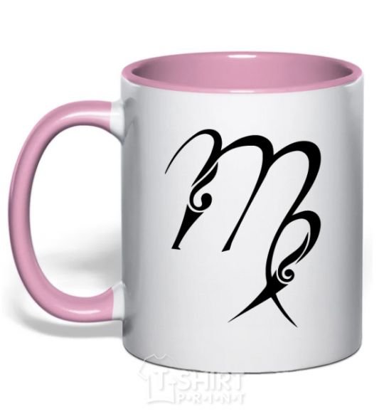Mug with a colored handle Virgo sign light-pink фото