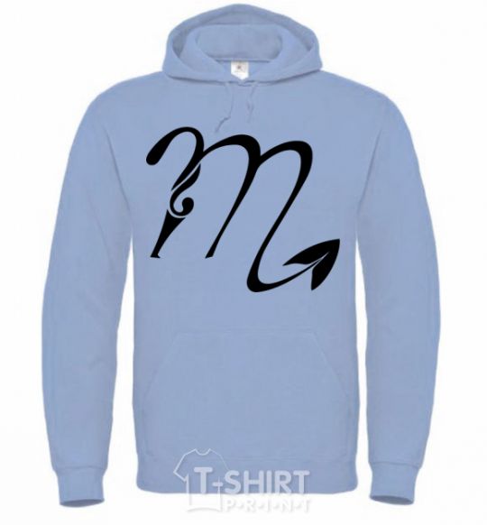 Men`s hoodie Scorpio sign sky-blue фото