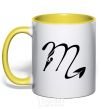 Mug with a colored handle Scorpio sign yellow фото