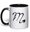 Mug with a colored handle Scorpio sign black фото