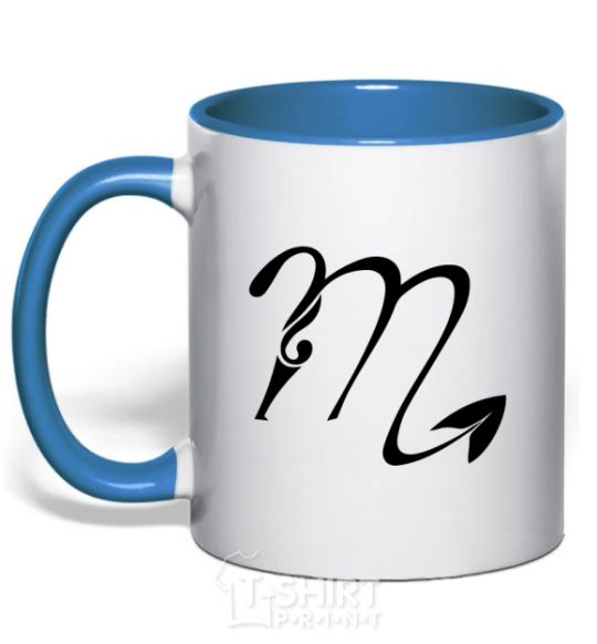 Mug with a colored handle Scorpio sign royal-blue фото