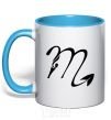 Mug with a colored handle Scorpio sign sky-blue фото