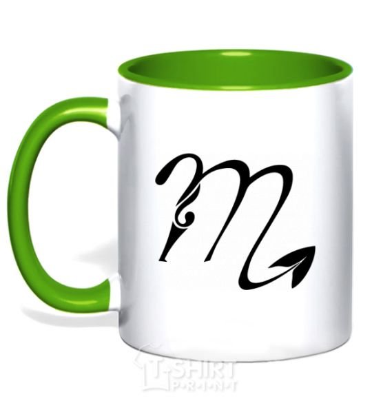 Mug with a colored handle Scorpio sign kelly-green фото