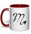 Mug with a colored handle Scorpio sign red фото