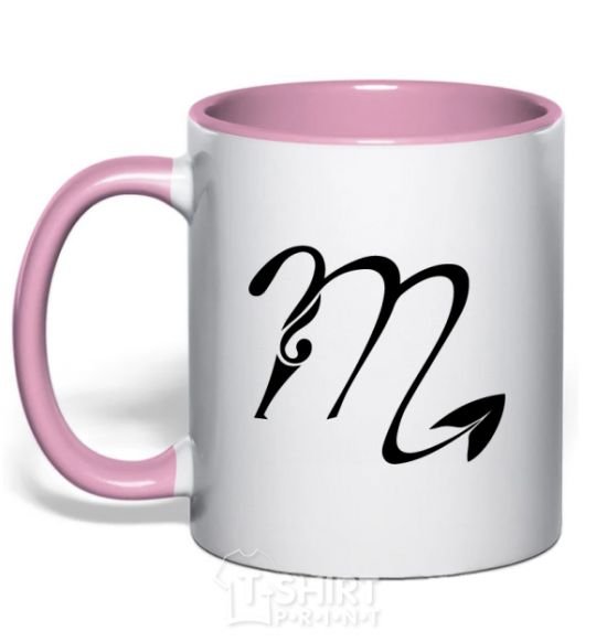 Mug with a colored handle Scorpio sign light-pink фото