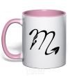 Mug with a colored handle Scorpio sign light-pink фото