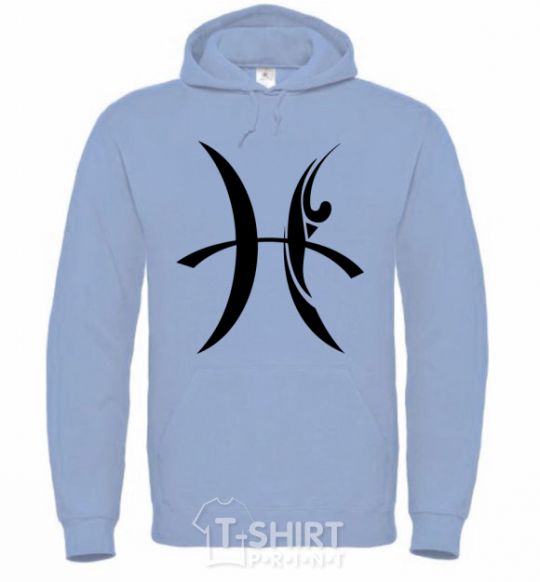 Men`s hoodie Pisces sign sky-blue фото