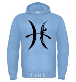 Men`s hoodie Pisces sign sky-blue фото