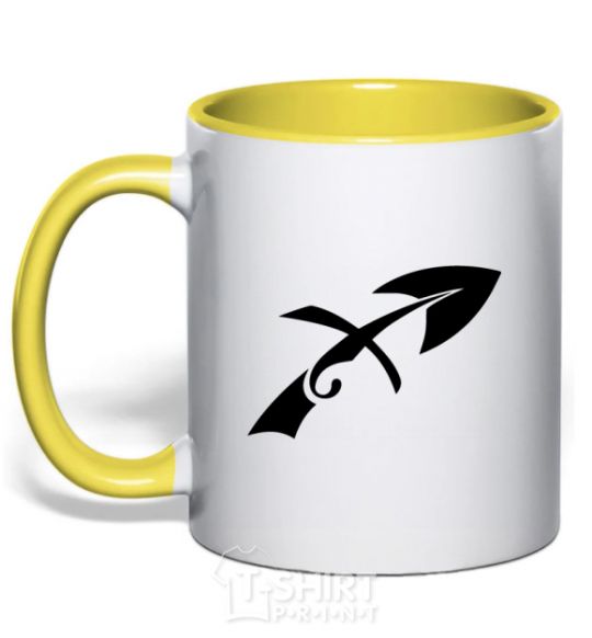 Mug with a colored handle Sagittarius sign yellow фото