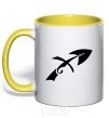 Mug with a colored handle Sagittarius sign yellow фото