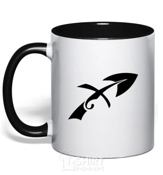 Mug with a colored handle Sagittarius sign black фото