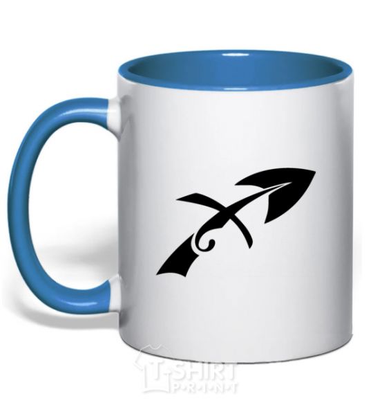 Mug with a colored handle Sagittarius sign royal-blue фото