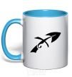 Mug with a colored handle Sagittarius sign sky-blue фото