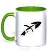 Mug with a colored handle Sagittarius sign kelly-green фото