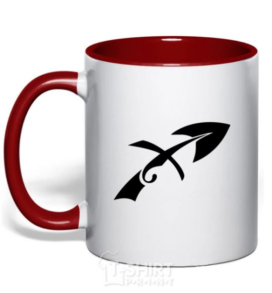 Mug with a colored handle Sagittarius sign red фото
