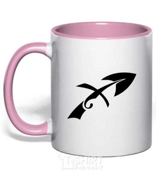 Mug with a colored handle Sagittarius sign light-pink фото