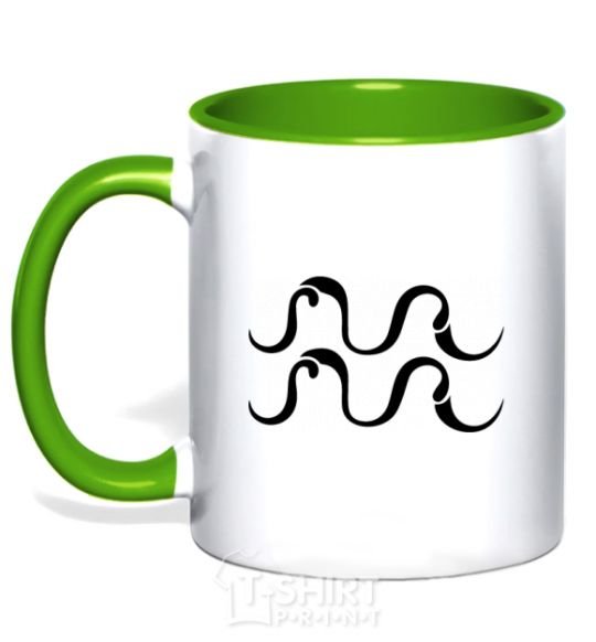 Mug with a colored handle Aquarius sign kelly-green фото